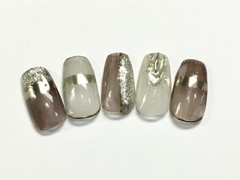 ネイルアンドまつげ リュフェール 五反田(Nail Lufaire)/シルバーミラーフレンチ