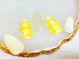 チェック×ホロお花