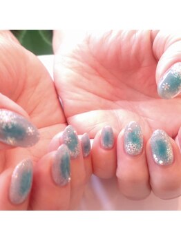 ハーティーネイル 自由が丘南口店(heartynail)/青のチーク×マグネット