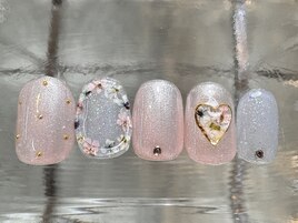 ぷっくり押し花ネイル11000円