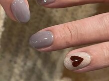 クルネ(QULNE)/手書きハート ボルドー くすみ