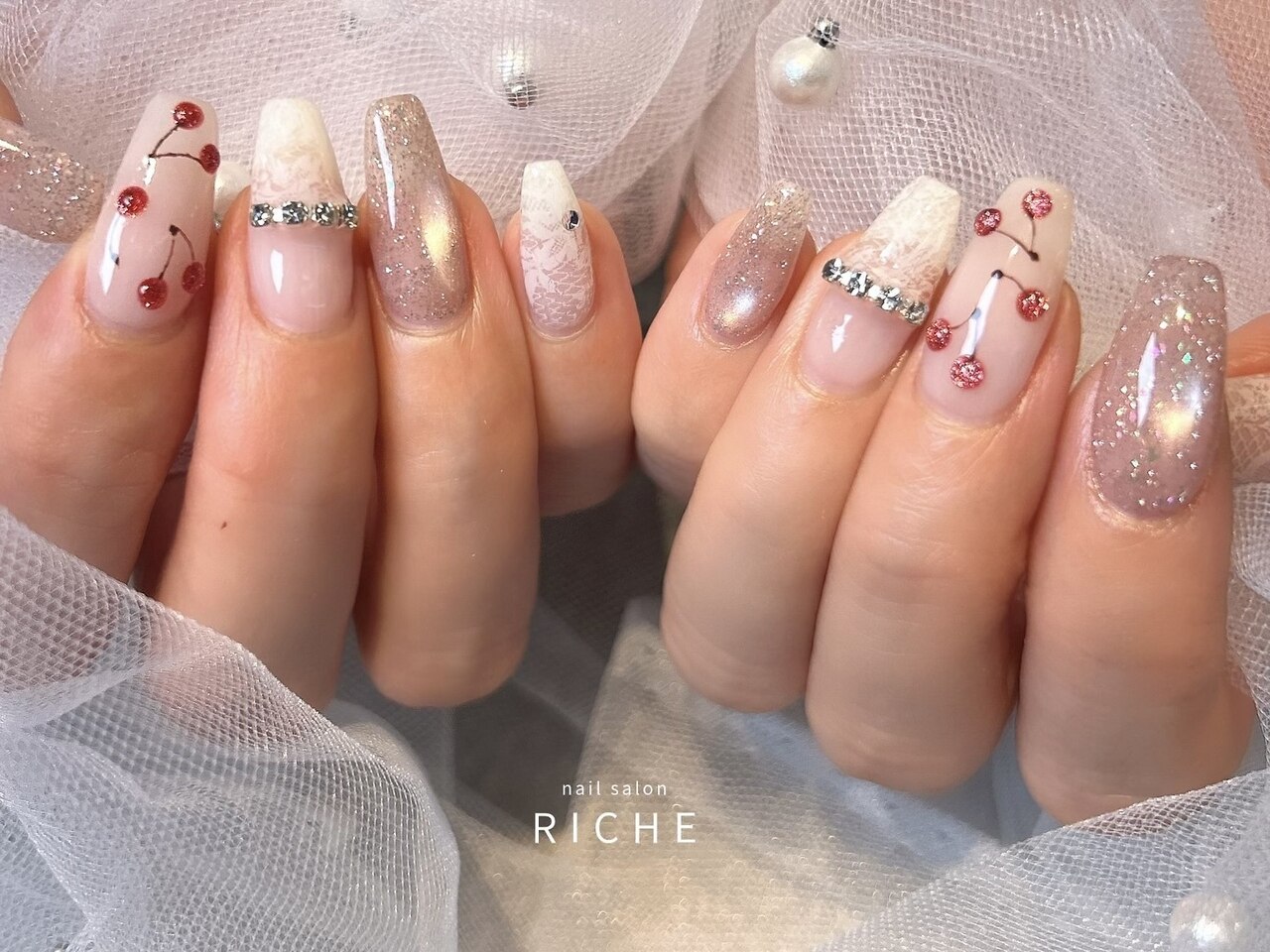 さくらんぼ×レースネイル：PG014660960｜リッシュ(RICHE)のフォト