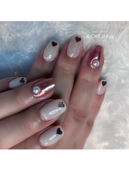 リッシュ ドゥ(RICHE deux)/ハートホロでバレンタインネイル