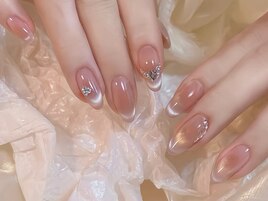 チーク×マグネットネイル