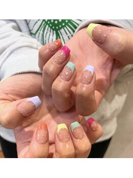ウェイビーズ ネイル(wavy's.nail)/カラフルフレンチネイル