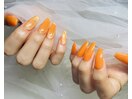 アプリコットオレンジ/夏ネイル