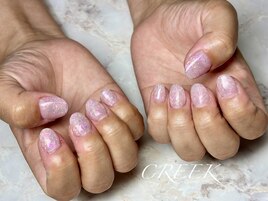 ピンクオーロラホログラム深爪
