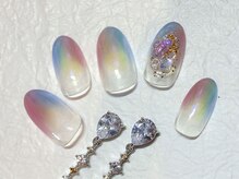 グリッター(GLITTER)/爽やか縦グラネイル