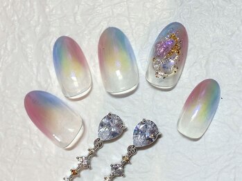 グリッター(GLITTER)/爽やか縦グラネイル