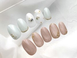 春ネイル　押し花デザイン¥8900