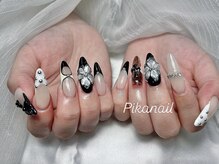 ピカネイル 上野 御徒町(Pika Nail)/クロスｘ3Dフラワーｘブラック