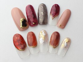 秋色くすみネイル