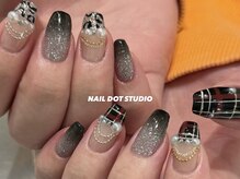ネイルドットスタジオ 堺筋本町(NAIL DOT STUDIO)/レオパード×チェック