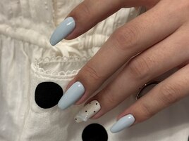 水色ドットnail