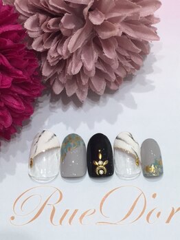 ツメトトノウ/大理石&ホイルななめフレンチ