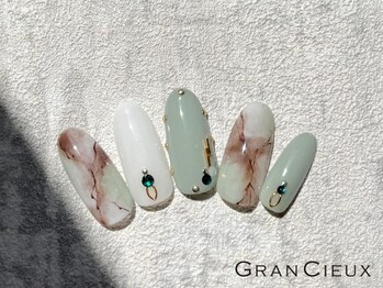 大理石 ターコイズ 夏 ネイル