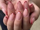 細赤フレンチネイル