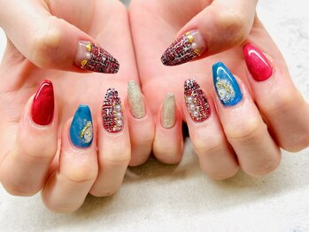 ネイルサロン ドゥ(Nail Salon Doux)/【ほり】冬の定番ツイードネイル