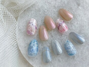 マイ ネイル 銀座店(Mai Nail)の写真/【銀座駅徒歩5分】光を集めるフラッシュマグ×インクアート*動くたびに表情を変える最旬ニュアンスデザイン