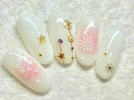 冬 雪結晶 ホワイトネイル