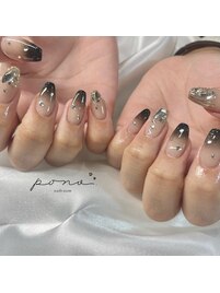 黒グラデーション×ストーン