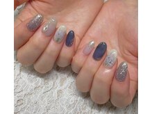 ネイルアンドアイラッシュスタジオ シュシュ(chouchou)/手描きラベンダーパープルネイル