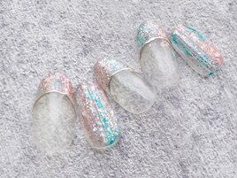 バカラ風ラメフレンチネイル