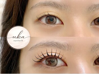 ウカ アイラッシュ(uka eyelash)の写真/LEDマツエクで理想の目元へ!施術直後から洗顔OK◎高持続なのに軽やか♪