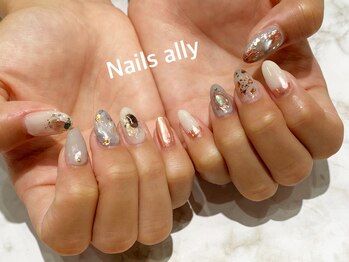 ネイルズアリー 立川店(Nails ally)/ニュアンス×ピンクゴールド