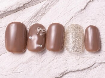 ネイルメゾン 渋谷店(NAIL MAISON)/リボンシンプルベージュ¥4800