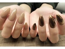 プラハネイル(+HER 美甲)/ブラウンミラー×アシメ