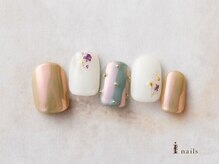 アイネイルズ 横浜EAST店(I-nails)/オーロラミラー押し花ニュアンス