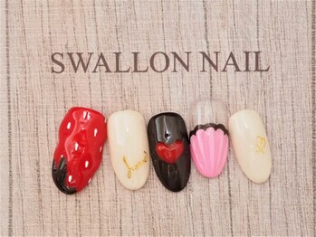スワロンネイル(SWALLON NAIL)/バレンタインネイル♪