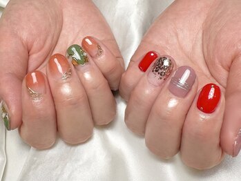 ヒールネイル(heal nail)/アシメ shell×キラキラ~