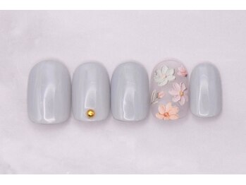 ネイルサロンプリッシュ 横浜店(prish)/5000円　マット フラワー クリア