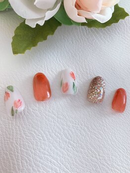 心永愛/お花の春ネイル