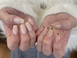 ホワイトネイル 冬 バレンタイン