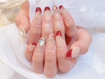 ネイルサロン デコール(NAIL SALON Decor)/赤フレンチチェックネイル