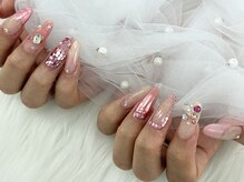 ディーネイル 池袋(D-nail)/【森】ピンク キラキラネイル