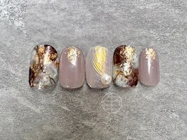 べっ甲ネイル 秋ネイル オーロラ