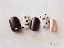 大人手描きさくらんぼ春ネイル