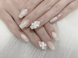 うる艶ホワイトパール韓国ネイル