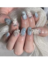 エイミーユア(Eimmy Yua)/水色マグ白ドット nail