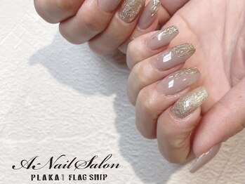 エーネイルサロン プラーカ本店(A-Nail Salon)/グレージュ×ミラー