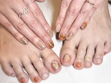 アイラッシュアンドネイル専門店 クラル 茅ヶ崎店(CURAR)/ハンド&フットお揃いデザイン♪