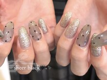 エマネイル プラスキハクヤ 肥後橋店(EmaNail+KIHAKUYA)/sheer black×glitter♪