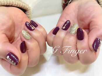 ボルドー☆雪の結晶ネイル♪