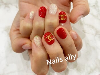 ネイルズアリー 立川店(Nails ally)/ワンカラー×ブランドパーツ