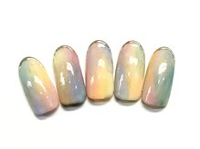 ネイルアンドまつげ リュフェール 五反田(Nail Lufaire)/カラフルシルバーミラーフレンチ