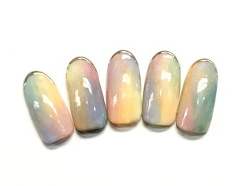 ネイルアンドまつげ リュフェール 五反田(Nail Lufaire)/カラフルシルバーミラーフレンチ